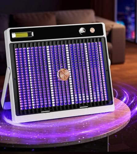 Wiederaufladbarer & elektrischer Mückenvernichter mit UV & CO₂ Lockstoff | Insektenlampe mit 2400mAh Akku & Lichtfunktion | Sicher für Babys | Fliegenfalle für Innen & Außen | leise & tragbar
