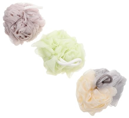 VINTORKY 3 Stück-pack Badepeelingball Extra Stark Schäumender Duschschwamm mit Aufhängeseil Nachhaltiges Badeaccessoire für Körperpeeling und Rückenschrubber Zuhause