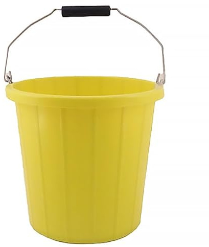 2 Gallon Builders Bucket 10 Litre Utility Bucket – 2 Gallon Durable Plastic Pail – Grip Handle & Liquid Measuring Marks – Multi-Use for Construction, DIY, Cleaning-Yellow