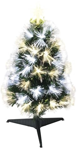 Well Home Weihnachtsbaum aus Glasfaser mit 60 weißen und warmweißen LED-Lichtern und 8 Farbfunktionen, H.60 cm