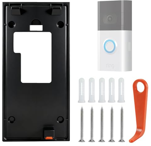 No-Drill Ring Doorbell Mount for New Battery Video Doorbell(2024 Release), Adhesive Bracket Backplate Replacement Kit with Spare Screws, Ring Doorbell Bracket for Home Apartments Office
