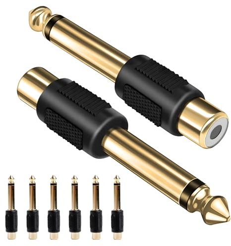 xiongWeiLai 8 Stück Cinch auf Klinke 6,35mm Adapter, Hochwertiger Klinke auf Cinch Adapter, Vergoldete Mono für Klare Signalübertragung, Kompatibel mit Verstärker, Lautsprecher, Mischpult, Heimstudio