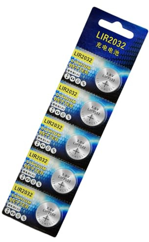 SHYYOULQE Lot de 5 piles bouton au lithium rechargeables LIR2032 3,6 V, idéales pour calculatrices, appareils photo, montres, lampes de poche, piles bouton rechargeables