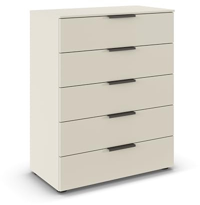 Rauch Möbel Flipp, Kommode, Farbe Beige, Breite 80 cm | Sideboard, 5 Schubladen, Soft-Close-Funktion, für Schlafzimmer, Gästezimmer, Wohnzimmer, Garderobe, Flur