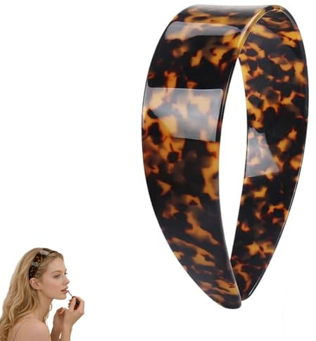 Serre-tête écaille de tortue avec dents pour femme, 3,8 cm de large, en acétate, imprimé léopard, bandeau antidérapant rétro en plastique, accessoires de cheveux confortables pour un usage quotidien