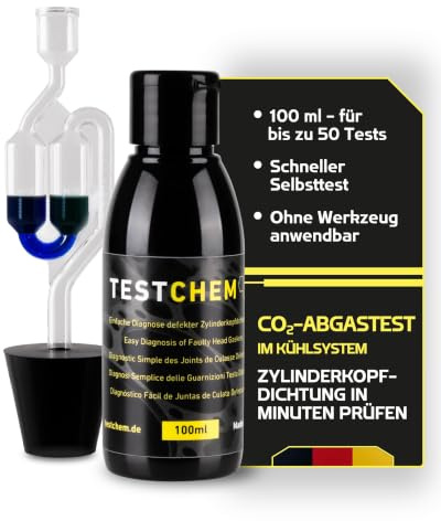 eluxion TESTCHEM Zylinderkopfdichtung Tester 100 ml | CO2-Abgastest für Kühlsystem mit Farbwechsel, bis zu 50 Anwendungen