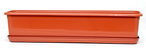 POKM Toolsmarket GmbH Balkonkasten Blumenkasten mit Untersetzer Venus 40 cm Terracotta