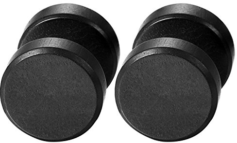 JewelryWe Holz Fake Plug Ohrstecker: 12mm Schwarz Edelstahl Rund Kreis Ohrringe Holz Fake Ohr Plugs Cheater Tunnel Gauges Piercing Vintage Ohrschmuck Modeschmuck für Damen Herren