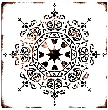 Interluxe 20x20cm METALLSCHILD Türschild Mandala Ibiza Style Shabby Used Look Vintage