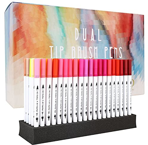 24 Fineliner Stifte,Bullet Journal Stifte Set,Farbig Stifte Pinselstift Set Farbe Pen Fine Line Point Filzstift Feine Spitze Sketch Schreiben Zeichnen Marker für Hinweis Kalender Färben Kunst