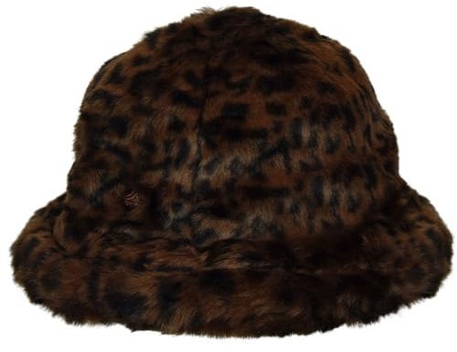 Kangol Damen Fischerhut aus Kunstfell, lässiger Hut Schlapphut, Leopard, X-Large
