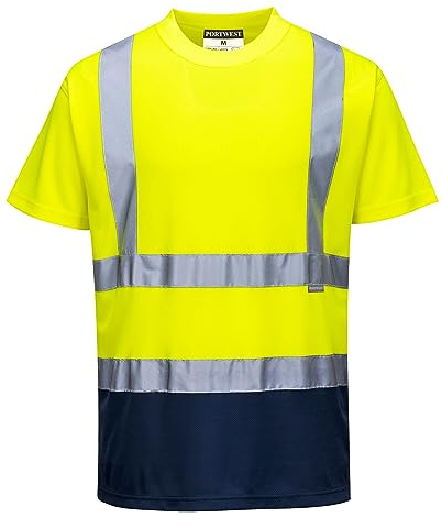 Portwest Zweifarbiges Warnschutz T-Shirt, Größe: 6XL, Farbe: Gelb/Marine, S378YNR6XL