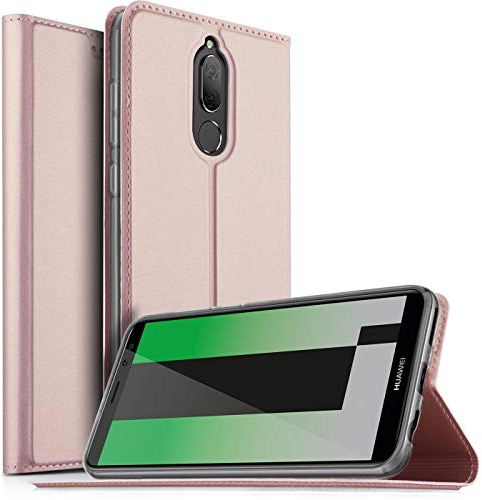 Verco Handyhülle für Mate 10 Lite, Premium Handy Flip Cover für Huawei Mate 10 Lite Hülle [integr. Magnet] Book Case PU Leder Tasche, Rosegold