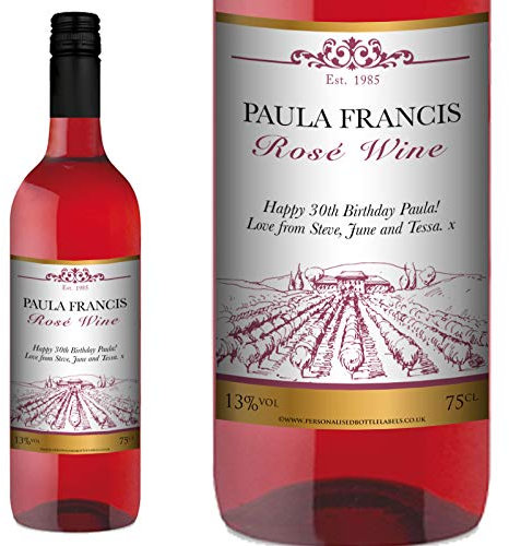 Personalised Rosé Wine 75cl with FREE Gold Gift Box. Any Name & Message for Any Occasion