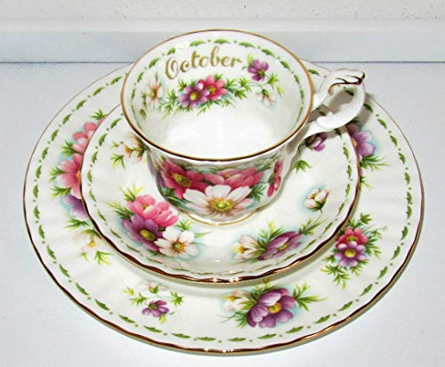 Royal Albert Tasse à collectionner Octobre / Lot de 3 / Original / Bone China