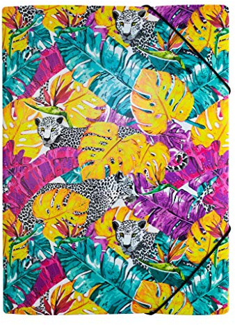 HERMA 19726 Sammelmappe A4 Twinkle Leopard, Kinder Eckspanner-Mappe aus Kunststoff mit Innendruck & Gummizug, stabile Einschlagmappe aus Plastik für Jungen & Mädchen