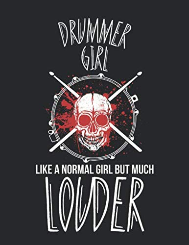 Notenheft: Das Notenbuch für alle Schlagzeuger ♦ über 100 blanko Seiten im A4 Format zum niederschreiben deiner besten Songs und Lieder ♦ Motiv: Drummer girl 12