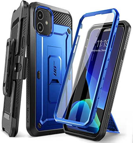 SUPCASE Unicorn Beetle Pro Full-Body Rugged Holster Case for 6.1-Inch iPhone 11 (2019 Release), Dark Blue