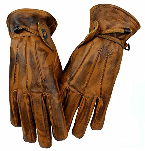 EURO STARS Motorradhandschuhe und Freizeit Handschuhe Lammleder Braun, Professionelle Handschuhe für Autofahren, Radfahren, Camping Outdoor (4XL, Wax Braun)
