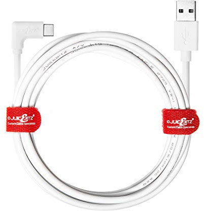 JuicEBitz USB to Angled USB C Cable 1.5m, Fast Charger USB Phone Cable Compatible with Samsung Galaxy USB-C Mobile Phone, Tablet, Nintendo Switch, Sony Xperia, Nokia, LG and more - White