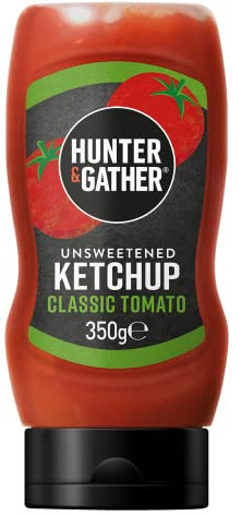 Hunter & Gather Unsweetened Ketchup Sauce 350g | Squeezy Sauces Keto, Paleo, Low Carb & Vegan Friendly. Free from Added Sugar & Sweeteners
