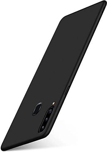 moex Alpha Case für Samsung Galaxy A20s Hülle Ultra Dünn, Schutzhülle mit erhöhtem Kameraschutz, Slim Cover Hardcase Backcover, Dünnste Handyhülle Minimalistisch, Matt Schwarz