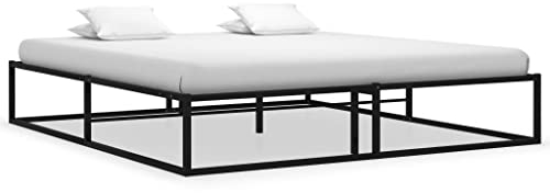 vidaXL Bettgestell Bett Metallbett Schlafzimmerbett Doppelbett Bettrahmen Ehebett Lattenrost Schlafzimmermöbel Schwarz Metall 160x200cm