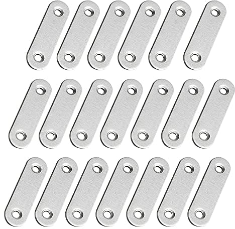 ZXShow 20 STÜCKE 36x16mm Holzverbinder Flachverbinder Edelstahl Flache Ecke Bracket Metallverbinder Flach 2 Löcher Flache Platte Halterung Metallverbinder für Holz Möbel