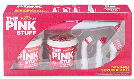 The Pink Stuff - Pasta Sonic Scrubber Set - Herramienta de limpieza con 4 cabezales diferentes y 2 cubos de pasta rosa