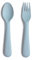 Mushie Juego de Cubiertos con Tenedor y Cuchara para Bebés | Cubiertos Reutilizables para Niños Pequeños y Niñas | Fabricado en Dinamarca | Sin BPA y Apto para Lavavajillas | Powder Blue