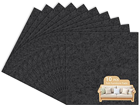 10 Stück Große Möbel Filzgleiter Selbstklebend, Filzgleiter zum Zuschneiden Filzmatte Selbstklebend 3mm, Filzkleber für Stühle, Möbelgleiter für Schwere Möbel (20×20cm, Schwarz)