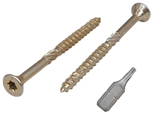 Confezione da 250 viti universali per legno in acciaio zincato giallo 3,0 x 40 mm, testa Torx, testa svasata, viti per truciolato (250, 3,0 x 40 mm)