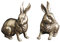 Garneck Mini Kaninchen Statue Messing Bunny Figuren Miniatur Kaninchen Hasen Dekofigur Chinesische Feng Shui Statue Wohlstand Reichtum Charme Ostern TischDeko 2pcs