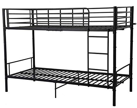 DORAFAIR Etagenbett Stockbett Metallbetten 90x200 mit Lattenrost Schlafzimmer Bett für 2 Pe,Schwarze