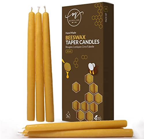Mikeline Handgefertigte Kerze aus Bienenwachs, Gelb, 24 Stück