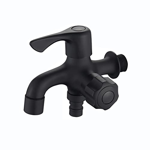 BiaoTeng Wasserhahn garten doppelwasserhahn schwarz one in two out garten wasserhahn 1/2 zoll doppel 1/2 zoll wasserhahn doppel für Toilette Schwarz D