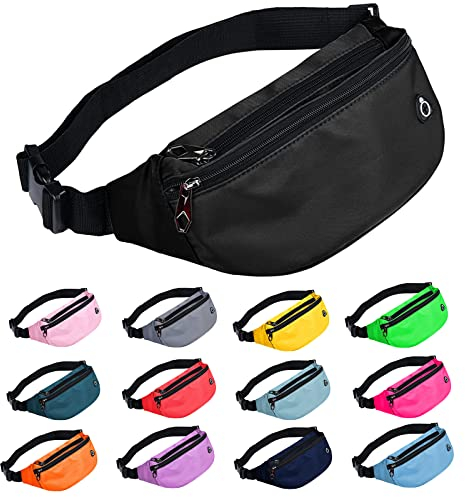 Bauchtasche für Herren und Damen, wasserdichte Sport-Hüfttasche, Gürteltasche für Reisen, Wandern, Laufen, 1-Pack schwarz, Large