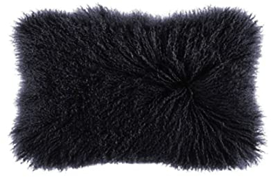 pad - Kissenhülle, Kissenbezug - Glory - Lammfell, Polyester - Farbe: schwarz - 30 x 50 cm