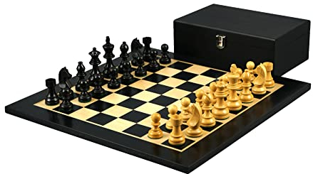Schachspiel aus Holz, Ebenholz, 40,6 cm, beschwertet, deutsche Staunton-Stücke, 7,6 cm