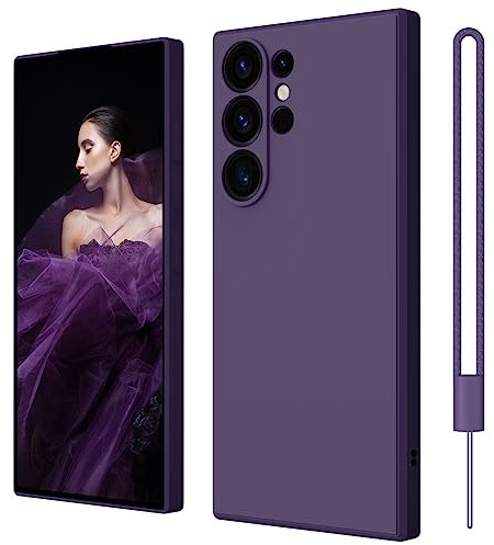 ElestBela Samsung Galaxy S23 Ultra Hülle Silikon Case, Hanyhülle Samsung S23 Ultra Dünn Slim mit Microfiber, Kratzfeste Rundumschutz Case Schutzhülle Hülle für Samsung Galaxy S23 Ultra Dunkel Violett