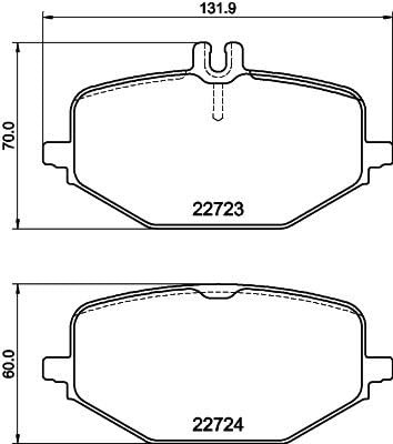 HELLA 8DB 355 040-691 Bremsbeläge - für Verschleißwarnanzeige vorbereitet - T2874 - für u.a. MERCEDES-BENZ