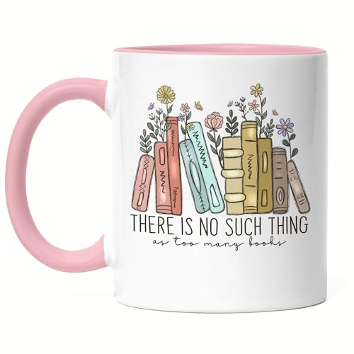 Hey!Print There is no such thing as too many books Tasse Rosa Leseratte Bücherwurm Bestseller