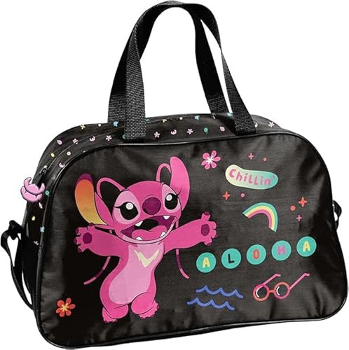 Goldkids Handtasche Sporttasche Stitch Motiv Trainingstasche Schultertasche Tasche Reisetasche Sport Bag inkl. leuchtender Anhänger