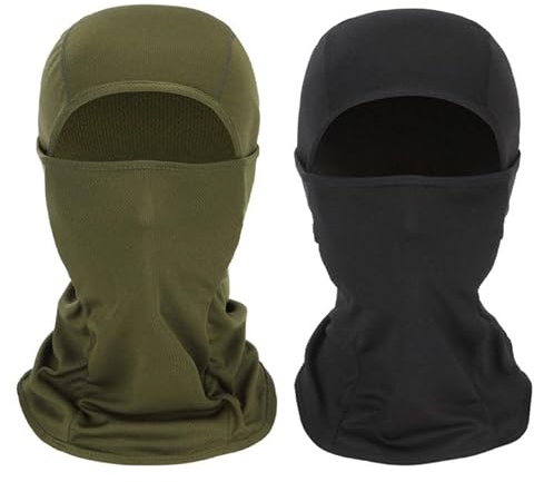 EUPSIIU 2 Stück Sturmhauben, Gesichtshaube, Hals Gaiter, UV Schutz Gesichtshaube, Winter Skimaske Motorrad und Fahrrad Gesichtsmaske, Schlauchtuch für Damen Herren, Einheitsgröße (Schwar, Armeegrün