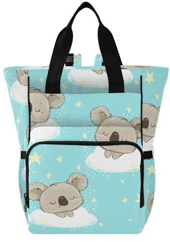 MCHIVER Wickeltasche mit süßem Koala-Stern, großes Fassungsvermögen, Babytaschen mit isolierten Taschen, Mutterschaftstasche für Frauen, Mütter, Väter, Niedlicher Koala-Stern