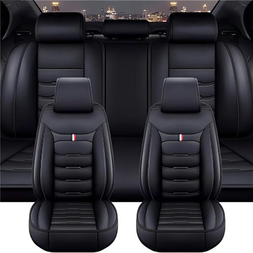 Auto SitzbezüGe für VW T5 T6 multivan 5 Sitze, Leder Luxus Voll Vorderseite Und RüCkseite SchonbezüGe, Auto-ZubehöR Schonbezug AutositzbezüGe Kompatibel,B Black