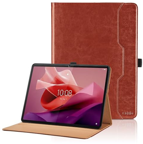 Coque pour Lenovo Tab P12 12.7 Pouces 2023 (TB370FU), Business Étui PU Cuir Cover Tablette Housse de Protection Auto Réveil/Sommeil, Multi-Angle Flip Étui avec Fonction Support - Marron