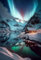 adrium Acryl-Bild 70 x 100 cm: Wunderschönes Dorf mit Polarlicht und Sternspur über dem Nachthimmel, erstellt mit generativer KI-Technologie. (209871767)
