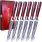 Knives Set with Box for Kitchen Wooden Boxed Steak Knife Set of 6Pcs HOABLORN Serrated German Stainless Steel Steak Knife Set for Family Chefs (SK02-Red Box)