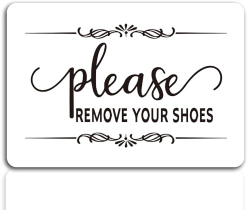 FOUGSTA Please Remove Your Shoes Sign, No Shoes Sign for Home, Offices, Restaurants, Hotels, Shoes Off Sign, No Shoes Sign, Please Take Shoes Off Sign,(White Acrylic 5 x 3.5 in),SSP8